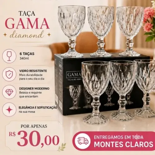 Jogo 6 taças diamond