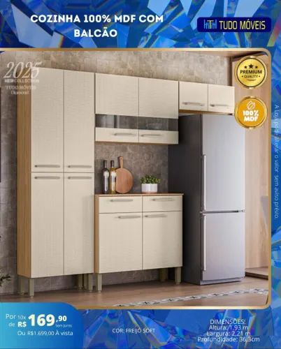 Cozinha completa 100% MDF com Balcão