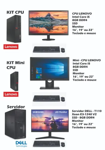 CPU (Computador), Servidor e Monitores - LENOVO e DELL 
