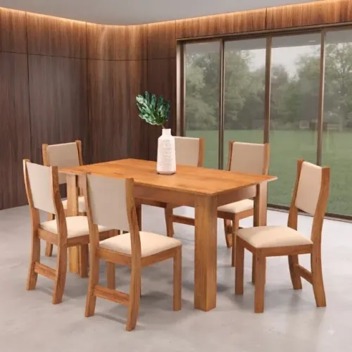 Mesa de Jantar Violeta com 6 Cadeiras