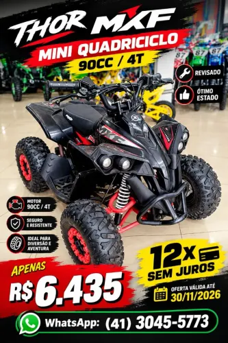 MINI QUADRICICLO THOR MXF 90CC/4T REVISADO EM 12 VEZES SEM JUROS DIA DAS CRIANÇAS