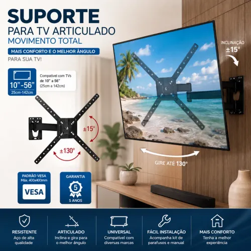 Suporte articulado para tv 10 a 55 pol