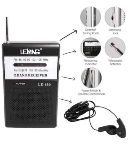 Rádio AM FM à pilha BRINDE FONE