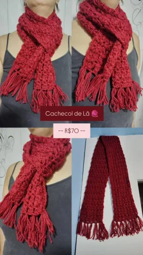 Cachecol de Lã Vermelho
