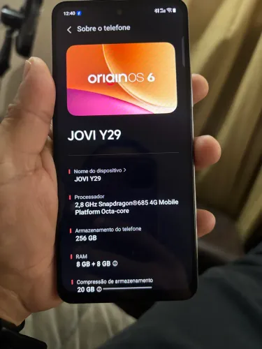 Celular jovi vivo 256g 8 de ram bateria 6500ma