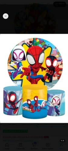 Kit Painel Redondo 1,50 Metros Com 3 Capa Cilindros De Festa
