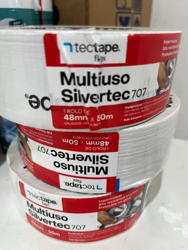 Kit 4 Fitas Adesiva Silver Tape Multiuso Branca 48mm × 50m