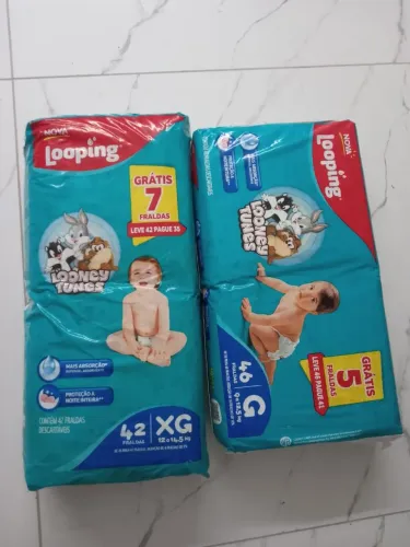 Fralda Looping looney tunes Tam disponível G e X R$37,00 cada pacote, veja na descrição