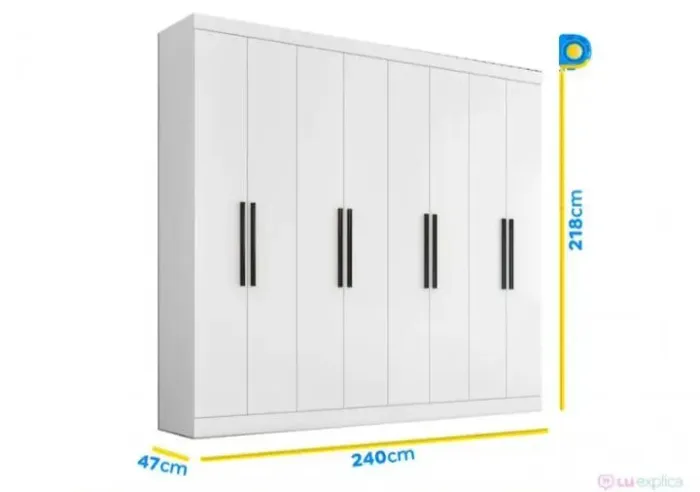 Guarda-roupa casal 8 portas e 4 gavetas