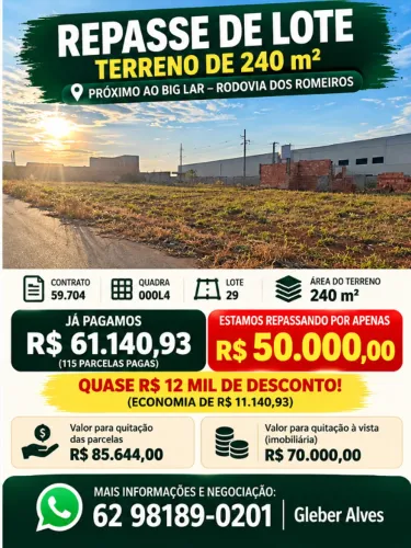 Repasse de Lote 240m² Próximo ao Big Lar - Apenas R$ 50 Mil