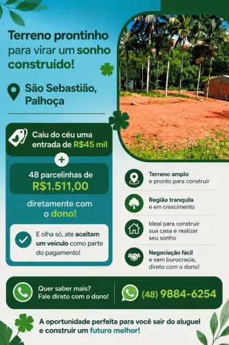 Terreno em São Sebastião com 165m2, pronto para construir, aceita veiculo e parcelamento c