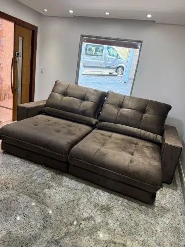 Sofá Coliseu Retrátil Reclinável 2,90m Pillow 30cm Luxo Direto da Fábrica