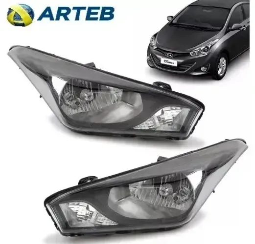 Par Farol Original Arteb Hyundai Hb20 2012 a 2018 Mascara Negra