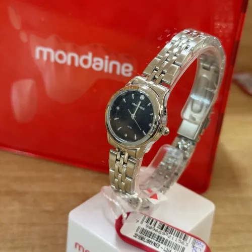 Relógio mondaine prata pequeno feminino original 1 ano garantia 