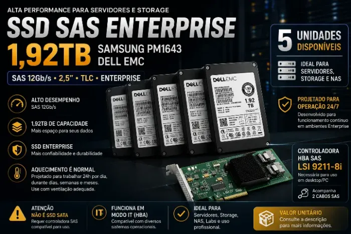 SSD DELL PM1643 1,92TB SAS 12Gb/s Enterprise