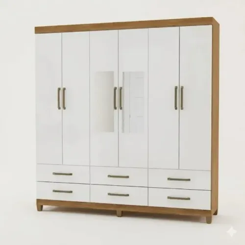 Guarda Roupa Dallas Na Cor Cinamomo/Branco com Espelho Novo!