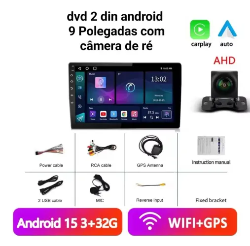 Dvd 2 din android 9 polegadas novo na caixa