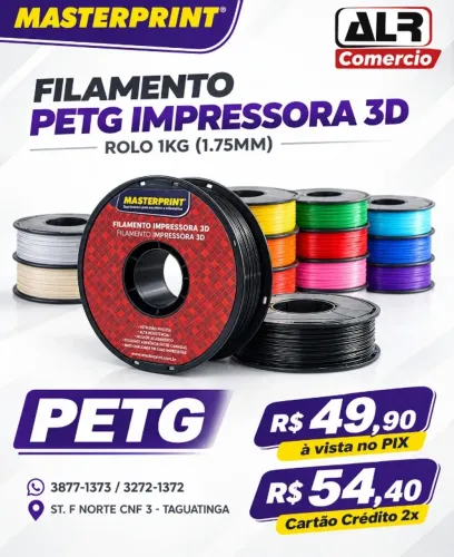 FILAMENTO IMPRESSORA 3D PETG 1KG 1.75MM MASTERPRINT