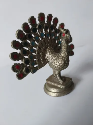 Pavão Antigo de Metal Vintage - Enfeite Decorativo 7x7,5cm