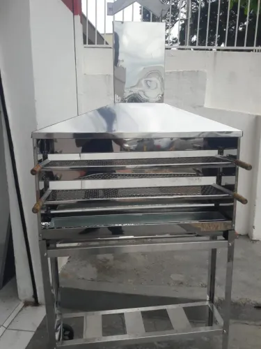 Carrinho de Churrasco Grande Novo Churrasqueira Profissional de inox