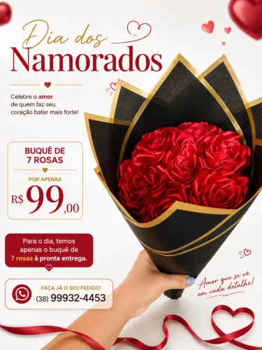 Buquê de rosas eternas de cetim