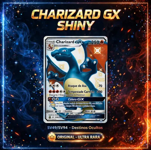 Carta Pokémon Charizard GX Shiny Azul SV49/SV94 Destinos Ocultos Original Ultra Rara