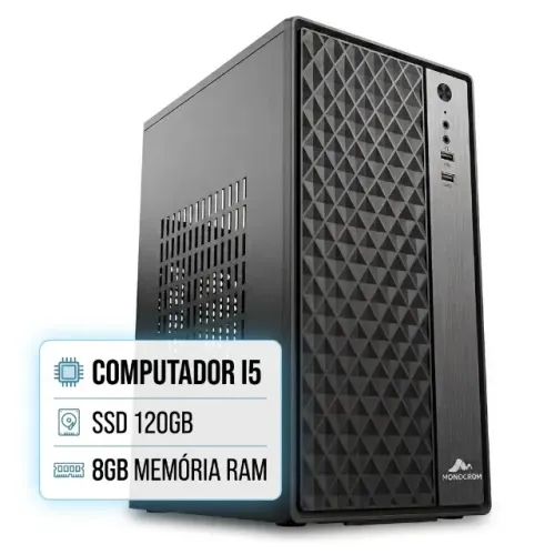 Computador PC Desktop Intel Core i5 8GB RAM SSD 120GB Gabinete Monocron CPU Para Estudos E