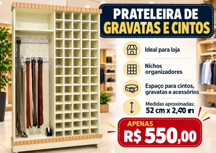 Expositor / Prateleira para Gravatas e Cintos