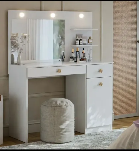 Penteadeira Jolie Maxi do Brasil com espelho grande e luz led  branco 