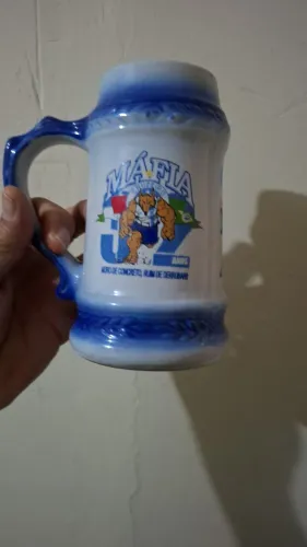 Copo porcelana comemorativo torcida máfia azul