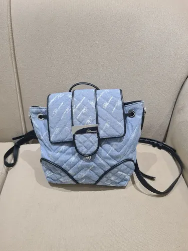 Mini Mochila Blumarine Vintage Jeans com detalhes em Couro