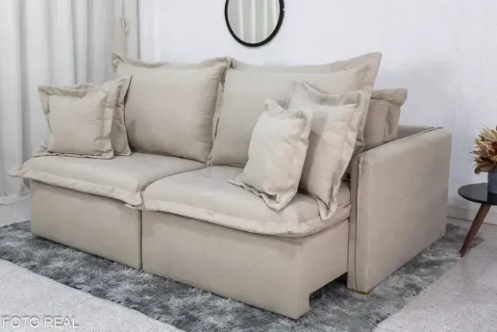 Sofá Cama Lima 2,00 m Linho Sem Caixa Produto Novo - Pronta Entrega