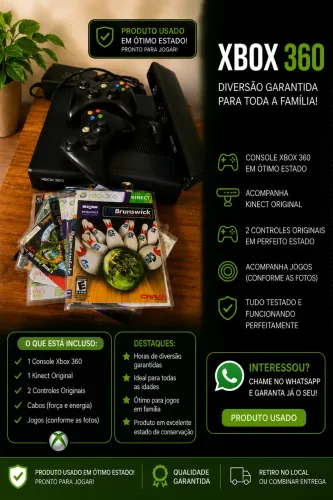 Xbox 360 desbloqueado 2 manetes 1 kinect e jogos