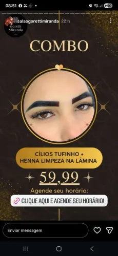 ? Cílios Tufinho + Henna Promoção Imperdível Agende Já<br>? Combo Cílios