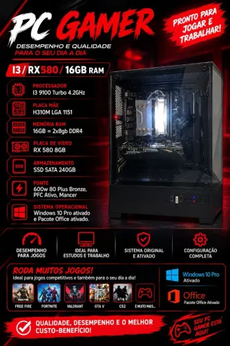 PC GAMER INTEL I3 / RX580 8GB / 16GB RAM. PRONTA ENTREGA