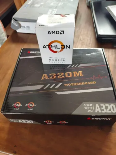 Placa mãe biostar + AMD athlon 3000g + 8gb ram ddr4