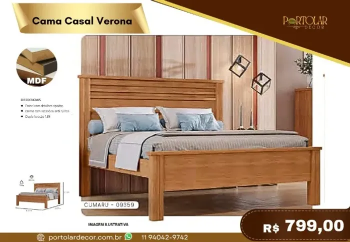 Cama casal Verona, a pronta entrega 