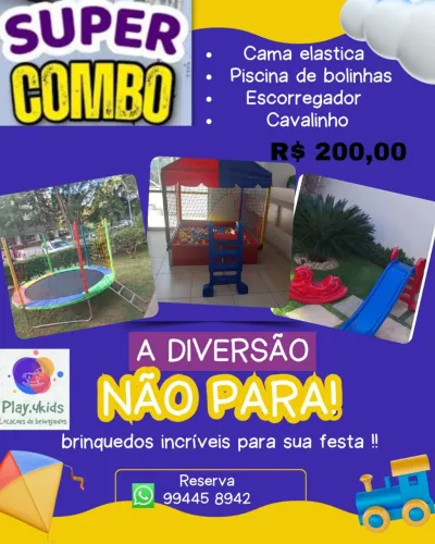 Pula pula + piscina de bolinha + escorregador + cavalinho 