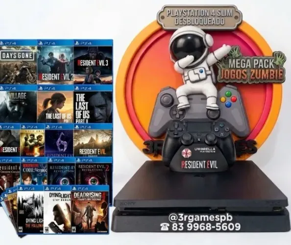 Ps4 Slim 1TB Mega Pack jogos Zumbie