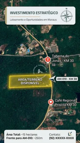 Terreno na AM 010, 200 m de frente por 1.000 m de fundo., Estrada AM 010, Manaus AM REF: A