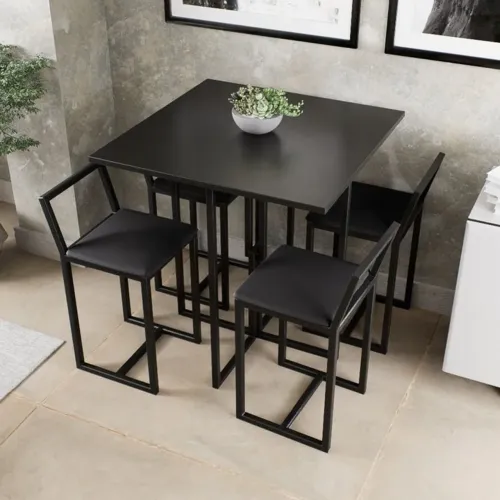 Conjunto de mesa preta 4 cadeiras