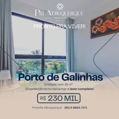 Oportunidade para Venda em Flat Decorado em Porto de Galinhas! Porteira Fechada a 300m do