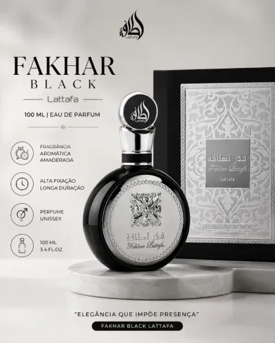 Perfume Fakhar Black Lattafa - Masculino 100ml - Lacrado Original<br>