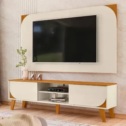 Rack com Painel Duna Cinamomo/Off White (PRODUTO NOVO)