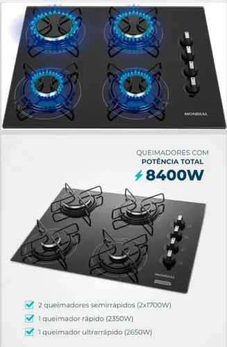 Cooktop mondial 4 bocas