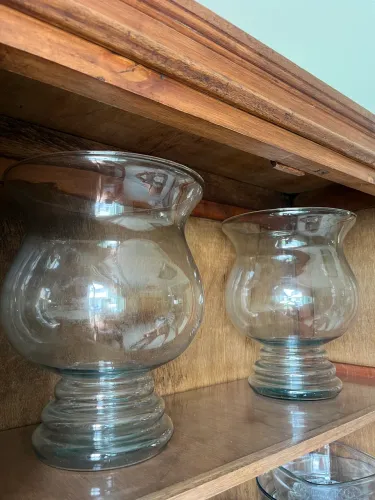 Conjunto com 2 vasos de vidro decorativo - Multiuso