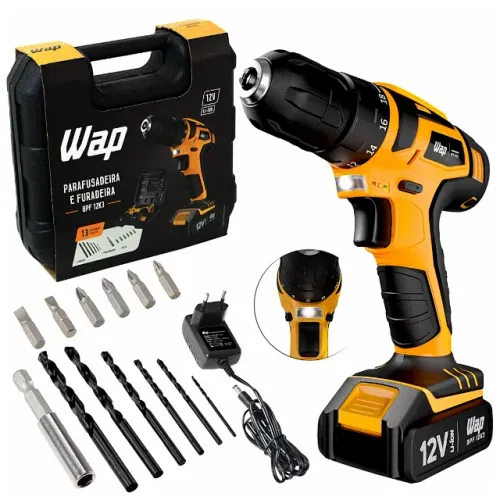 Parafusadeira e Furadeira a Bateria 12V WAP - PRONTA ENTREGA