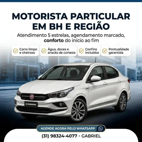 MOTORISTA PARTICULAR BH E REGIAO / TURISMO / CONFINS / VIAGENS