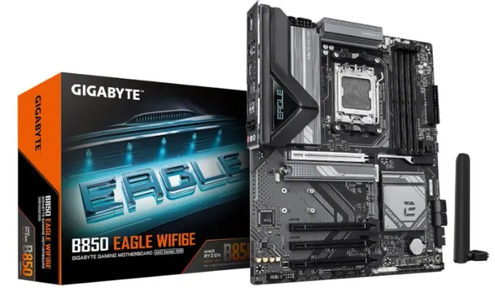 Placa-mãe GIGABYTE  B850 Eagle WIFI6E AMD AM5 LGA 1718, ATX, DDR5, 3X M.2 - Novo 