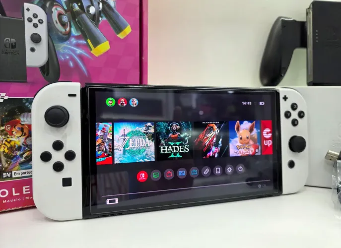 Nintendo switch Oled/ destravado/ 128GB/ Completo